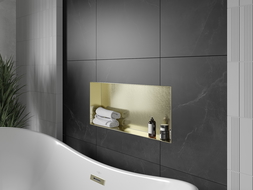 Mexen X-Wall-NR výklenková police bez lemu 75 x 30 cm, zlatá kartáčovaná - 1951753010