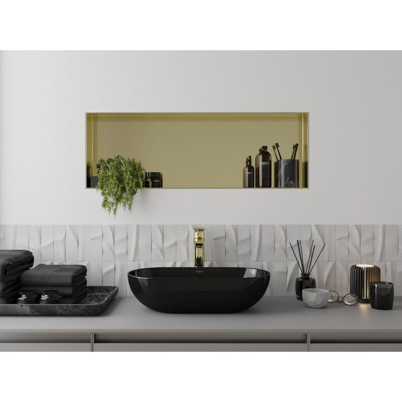 Mexen X-Wall-NR nastěnná police bez límce 90 x 30 cm, zlatá kartáčovaná - 1951903010