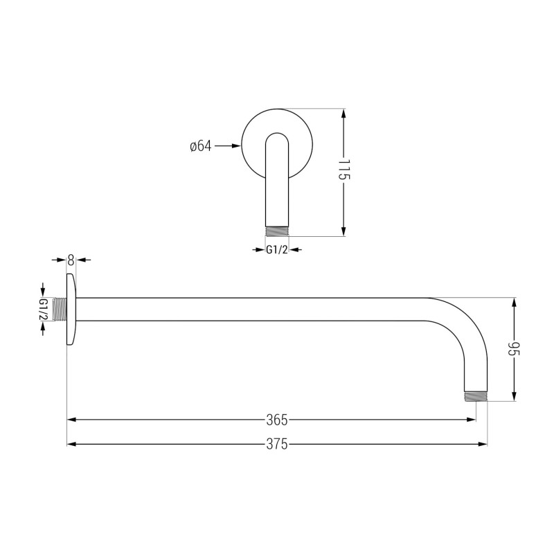 Mexen nástěnné sprchové rameno 40 cm, gun gray kartáčovaný - 79211-66