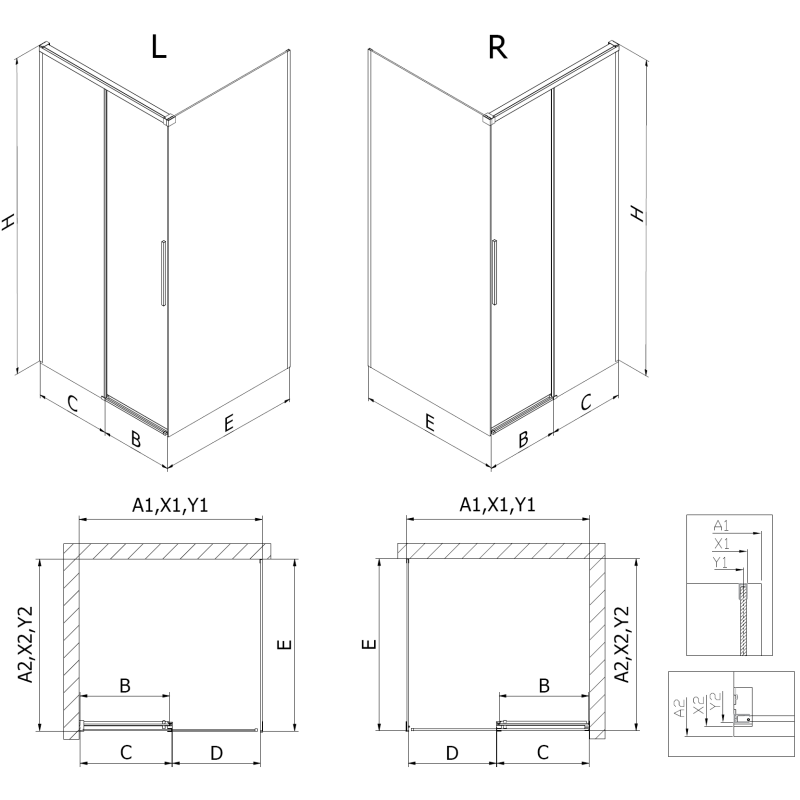 Mexen Rox posuvná sprchová kabina 155 x 70 cm, transparentní, zlatá - 8C2-155-070-50-00