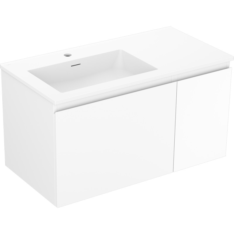 Mexen Orio koupelnová skříňka 90 cm s umyvadlem Otis levým, 1S, 1D, bílá mat - 91A13-09047-3-BBFF01-W18L01