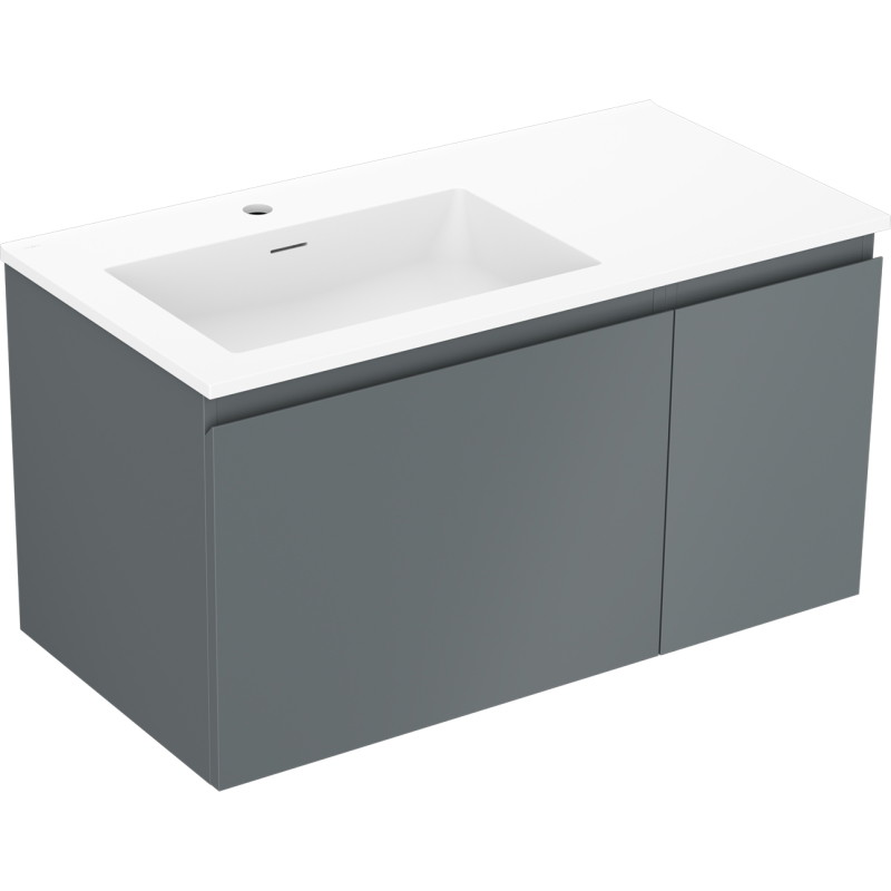 Mexen Orio koupelnová skříňka 90 cm s umyvadlem Otis vlevo, 1S, 1D, grafit mat/bílá mat - 91A13-09047-3-BBFF66-W18L01