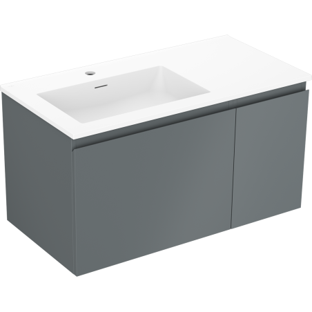 Mexen Orio koupelnová skříňka 90 cm s umyvadlem Otis vlevo, 1S, 1D, grafit mat/bílá mat - 91A13-09047-3-BBFF66-W18L01