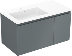 Mexen Orio koupelnová skříňka 90 cm s umyvadlem Otis vlevo, 1S, 1D, grafit mat/bílá mat - 91A13-09047-3-BBFF66-W18L01