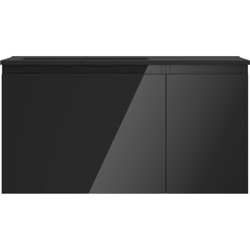 Mexen Orio koupelnová skříňka 90 cm s umyvadlem Otis levá, 1S, 1D, černý lesk/černý mat - 91A13-09047-3-BBFF70-W18L71