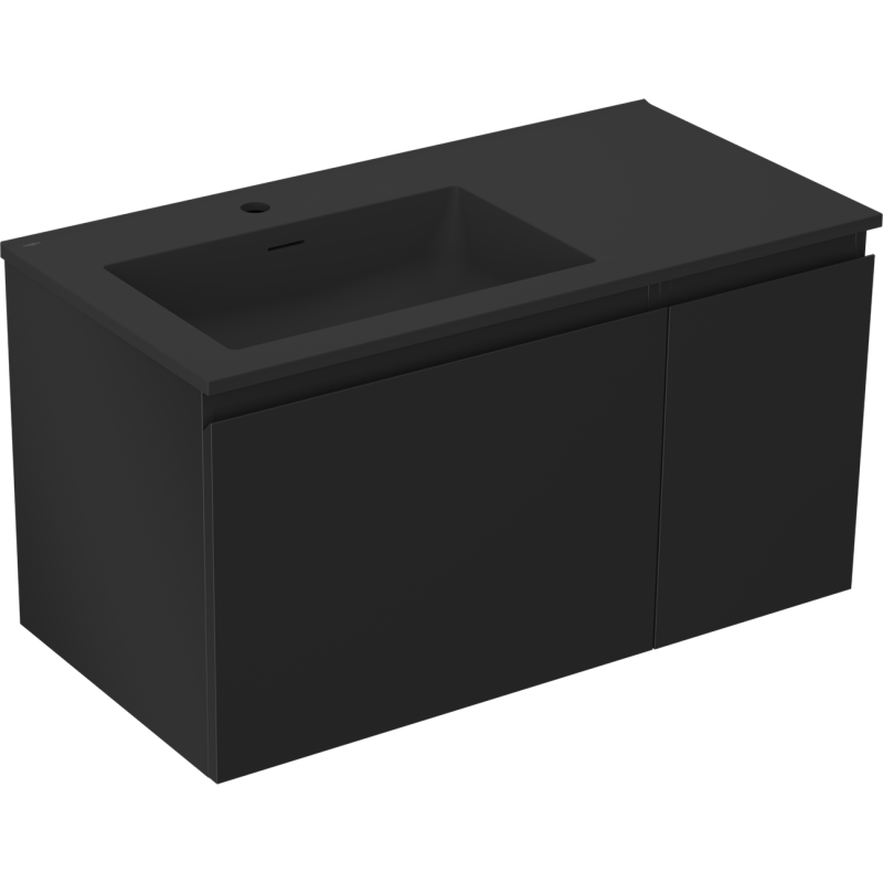 Mexen Orio koupelnová skříňka 90 cm s umyvadlem Otis vlevo, 1S, 1D, černá mat - 91A13-09047-3-BBFF71-W18L71