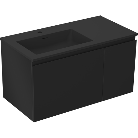 Mexen Orio koupelnová skříňka 90 cm s umyvadlem Otis vlevo, 1S, 1D, černá mat - 91A13-09047-3-BBFF71-W18L71