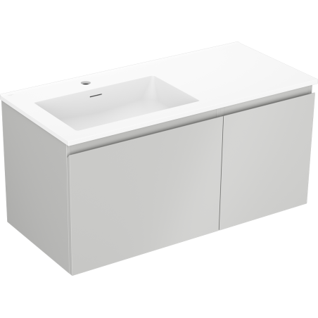Mexen Orio koupelnová skříňka 100 cm s umyvadlem Otis vlevo, 1S, 1D, šedá mat/bílá mat - 91A13-10047-3-BBFF62-W18L01
