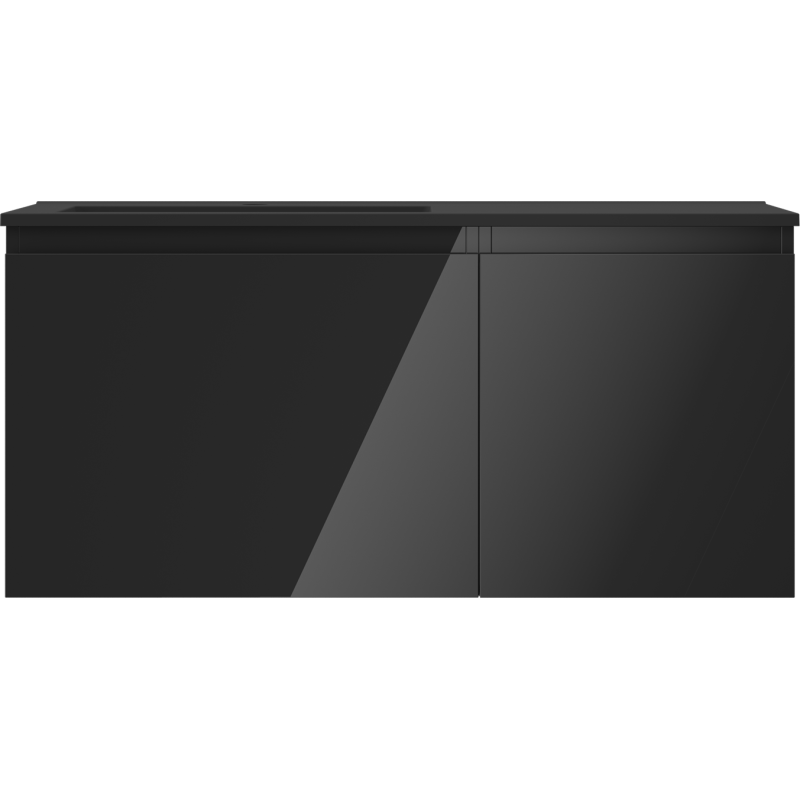 Mexen Orio koupelnová skříňka 100 cm s umyvadlem Otis levým, 1S, 1D, černý lesk/černý mat - 91A13-10047-3-BBFF70-W18L71