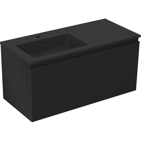 Mexen Orio koupelnová skříňka 100 cm s umyvadlem Otis levá, 1S, 1D, černá matná - 91A13-10047-3-BBFF71-W18L71