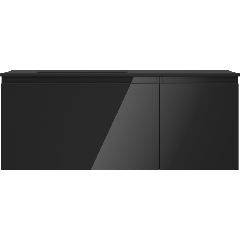 Mexen Orio koupelnová skříňka 120 cm s umyvadlem Otis vlevo, 1S, 1D, černý lesk/černý mat - 91A13-12047-3-BBFF70-W18L71