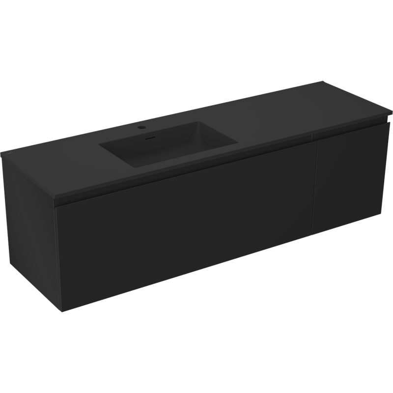 Mexen Orio koupelnová skříňka 160 cm s umyvadlem Otis vlevo, 1S, 1D, černá mat - 91A13-16047-3-BBFF71-W18L71