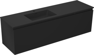 Mexen Orio koupelnová skříňka 160 cm s umyvadlem Otis vlevo, 1S, 1D, černá mat - 91A13-16047-3-BBFF71-W18L71