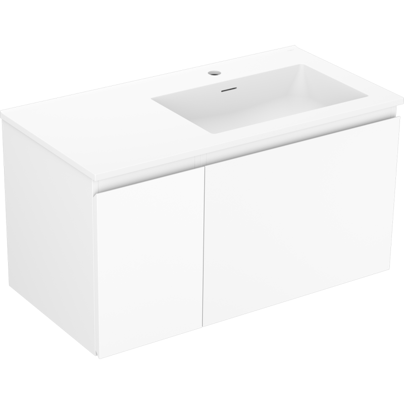 Mexen Orio koupelnová skříňka 90 cm s umyvadlem Otis pravé, 1S, 1D, bílá mat - 91A13-09047-3-BBFF01-W18P01