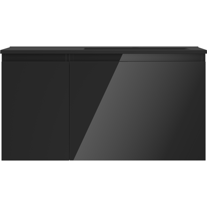 Mexen Orio koupelnová skříňka 90 cm s umyvadlem Otis pravá, 1S, 1D, černý lesk/černý mat - 91A13-09047-3-BBFF70-W18P71