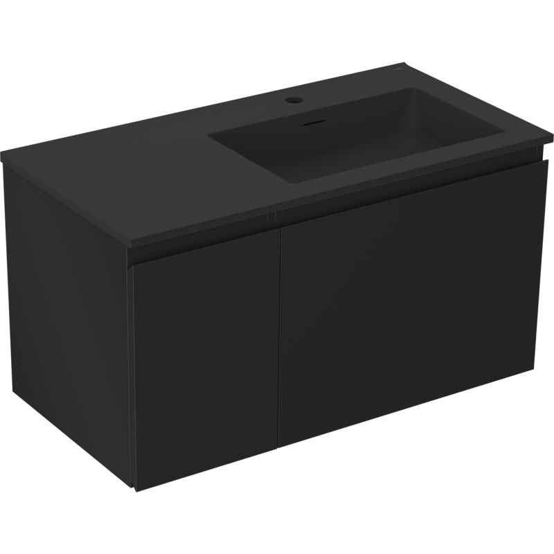 Mexen Orio koupelnová skříňka 90 cm s umyvadlem Otis pravé, 1S, 1D, černá mat - 91A13-09047-3-BBFF71-W18P71