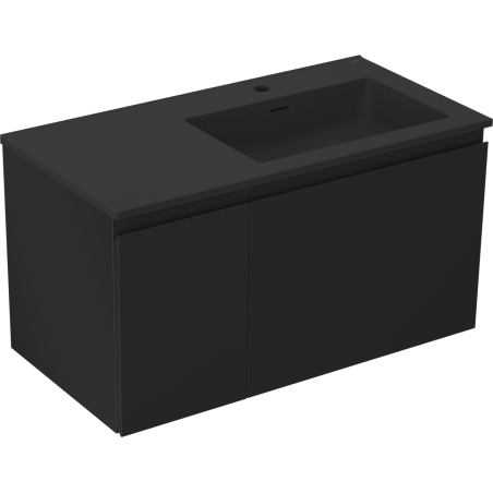 Mexen Orio koupelnová skříňka 90 cm s umyvadlem Otis pravé, 1S, 1D, černá mat - 91A13-09047-3-BBFF71-W18P71