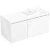 Mexen Orio koupelnová skříňka 100 cm s umyvadlem Otis pravá, 1S, 1D, bílý lesk - 91A13-10047-3-BBFF00-W18P00