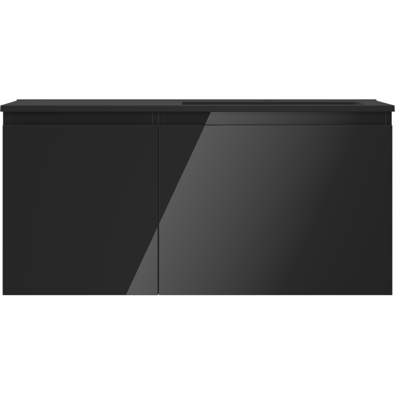 Mexen Orio koupelnová skříňka 100 cm s umyvadlem Otis pravá, 1S, 1D, černý lesk/černý mat - 91A13-10047-3-BBFF70-W18P71