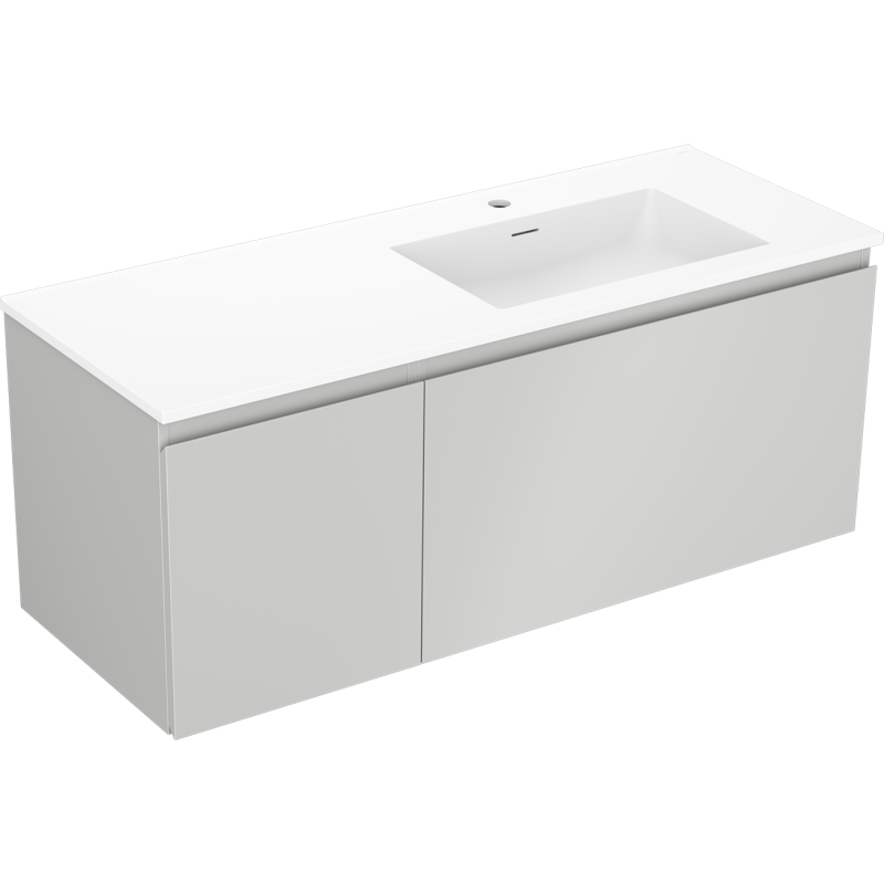 Mexen Orio koupelnová skříňka 120 cm s umyvadlem Otis pravá, 1S, 1D, šedá mat/bílá mat - 91A13-12047-3-BBFF62-W18P01