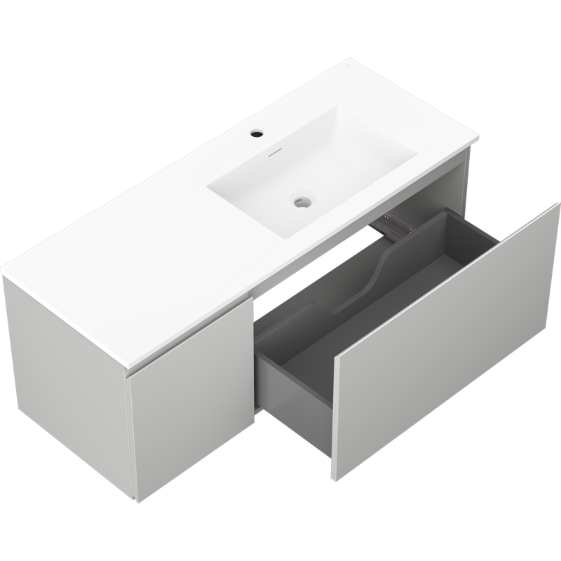 Mexen Orio koupelnová skříňka 120 cm s umyvadlem Otis pravá, 1S, 1D, šedá mat/bílá mat - 91A13-12047-3-BBFF62-W18P01