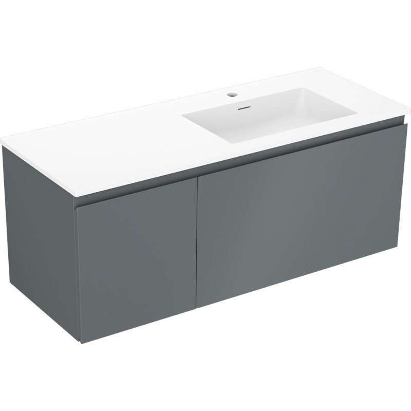 Mexen Orio koupelnová skříňka 120 cm s umyvadlem Otis pravá, 1S, 1D, grafit mat/bílá mat - 91A13-12047-3-BBFF66-W18P01
