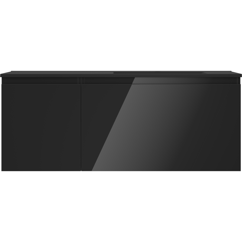 Mexen Orio koupelnová skříňka 120 cm s umyvadlem Otis pravá, 1S, 1D, černý lesk/černý mat - 91A13-12047-3-BBFF70-W18P71