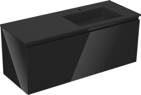 Mexen Orio koupelnová skříňka 120 cm s umyvadlem Otis pravá, 1S, 1D, černý lesk/černý mat - 91A13-12047-3-BBFF70-W18P71