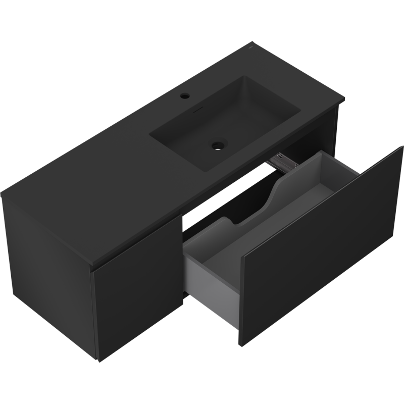 Mexen Orio koupelnová skříňka 120 cm s umyvadlem Otis pravá, 1S, 1D, černá mat - 91A13-12047-3-BBFF71-W18P71