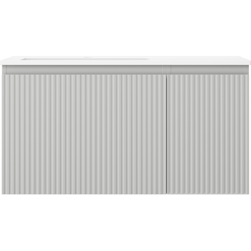 Mexen Rivel koupelnová skříňka 90 cm s umyvadlem Otis levá, 1S, 1D, rýhovaná, šedý mat/bílý mat - 91A23-09047-3-BBFF62-W18L01