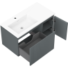 Mexen Rivel koupelnová skříňka 90 cm s umyvadlem Otis vlevo, 1S, 1D, drážkovaná, grafit mat/bílá mat
