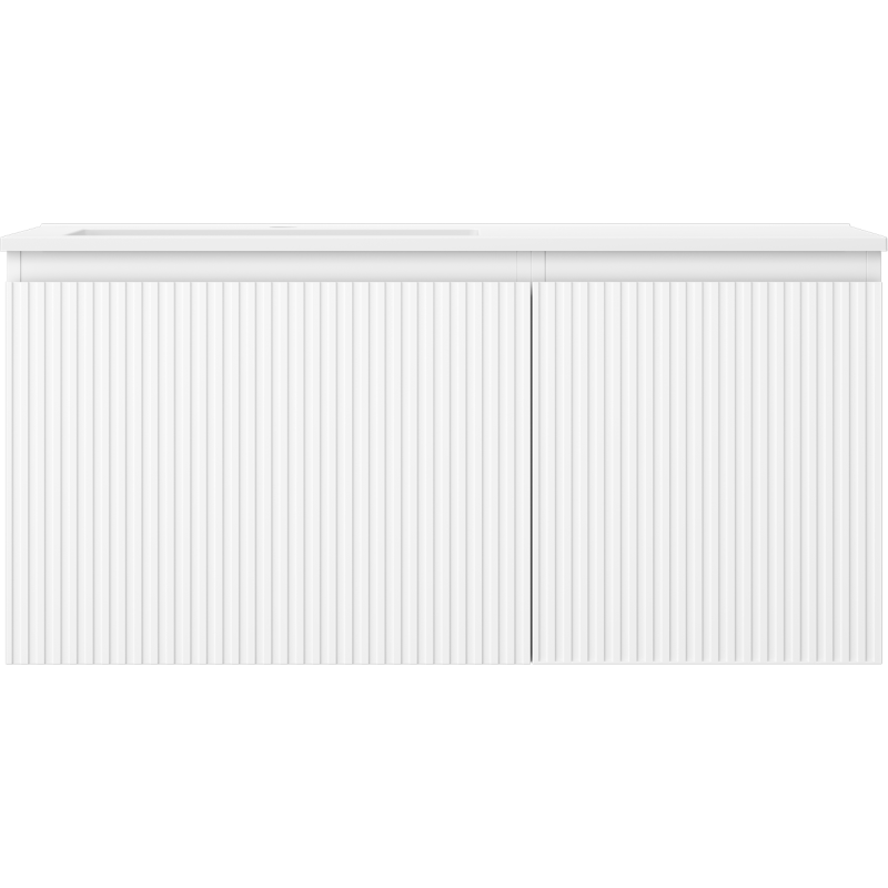 Mexen Rivel koupelnová skříňka 100 cm s umyvadlem Otis vlevo, 1S, 1D, vroubkovaná, bílá matná - 91A23-10047-3-BBFF01-W18L01