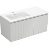 Mexen Rivel koupelnová skříňka 100 cm s umyvadlem Otis levá, 1S, 1D, rýhovaná, šedá mat/bílá mat - 91A23-10047-3-BBFF62-W18L01
