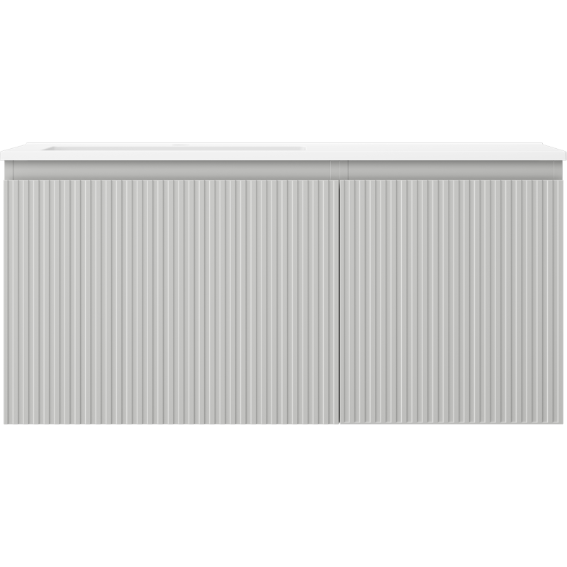 Mexen Rivel koupelnová skříňka 100 cm s umyvadlem Otis levá, 1S, 1D, rýhovaná, šedá mat/bílá mat - 91A23-10047-3-BBFF62-W18L01