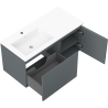 Mexen Rivel koupelnová skříňka 100 cm s umyvadlem Otis vlevo, 1S, 1D, drážkovaná, grafit mat/bílá mat
