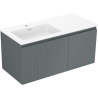 Mexen Rivel koupelnová skříňka 100 cm s umyvadlem Otis vlevo, 1S, 1D, drážkovaná, grafit mat/bílá mat
