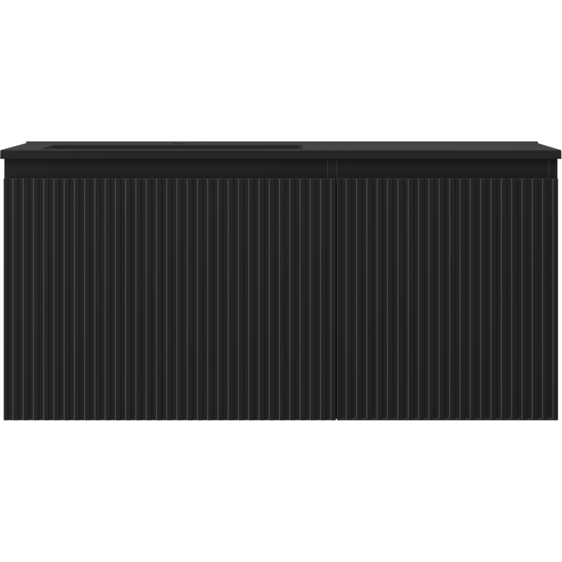 Mexen Rivel koupelnová skříňka 100 cm s umyvadlem Otis levá, 1S, 1D, rýhovaná, černá matná - 91A23-10047-3-BBFF71-W18L71