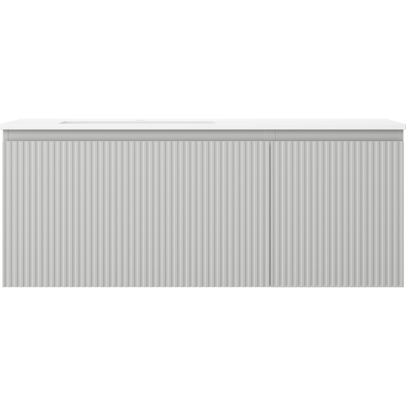 Mexen Rivel koupelnová skříňka 120 cm s umyvadlem Otis vlevo, 1S, 1D, rýhovaná, šedá matná/bílá matná