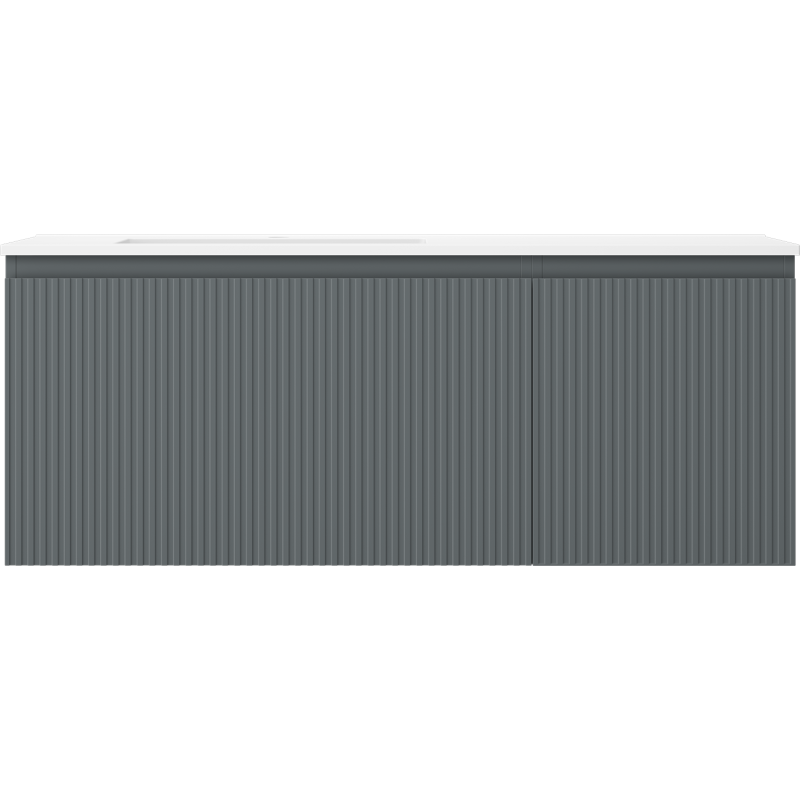 Mexen Rivel koupelnová skříňka 120 cm s umyvadlem Otis vlevo, 1S, 1D, rýhovaná, grafit mat/bílá mat