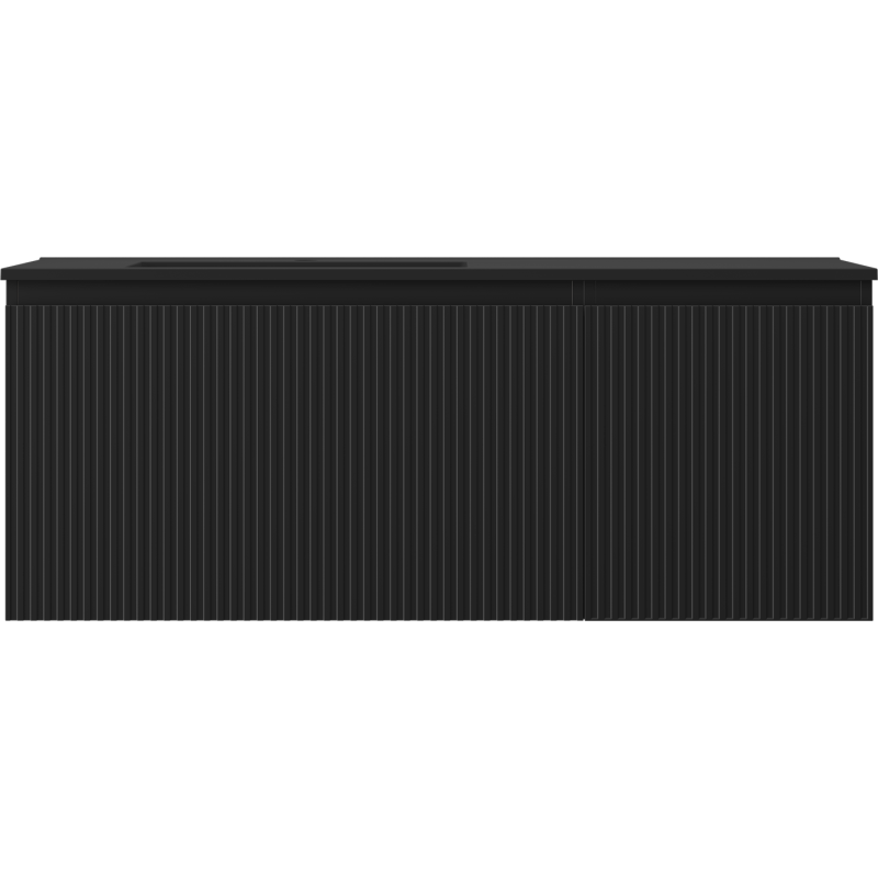 Mexen Rivel koupelnová skříňka 120 cm s umyvadlem Otis vlevo, 1S, 1D, drážkovaná, černá mat - 91A23-12047-3-BBFF71-W18L71