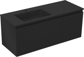 Mexen Rivel koupelnová skříňka 120 cm s umyvadlem Otis vlevo, 1S, 1D, drážkovaná, černá mat - 91A23-12047-3-BBFF71-W18L71