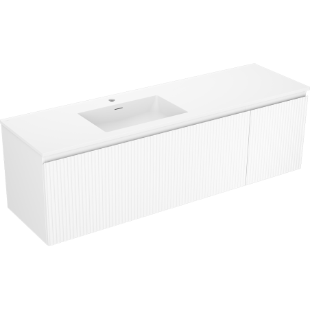 Mexen Rivel koupelnová skříňka 160 cm s umyvadlem Otis levou, 1S, 1D, drážkovaná, bílá mat - 91A23-16047-3-BBFF01-W18L01