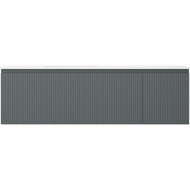 Mexen Rivel koupelnová skříňka 160 cm s umyvadlem Otis vlevo, 1S, 1D, rýhovaná, grafit mat/bílá mat