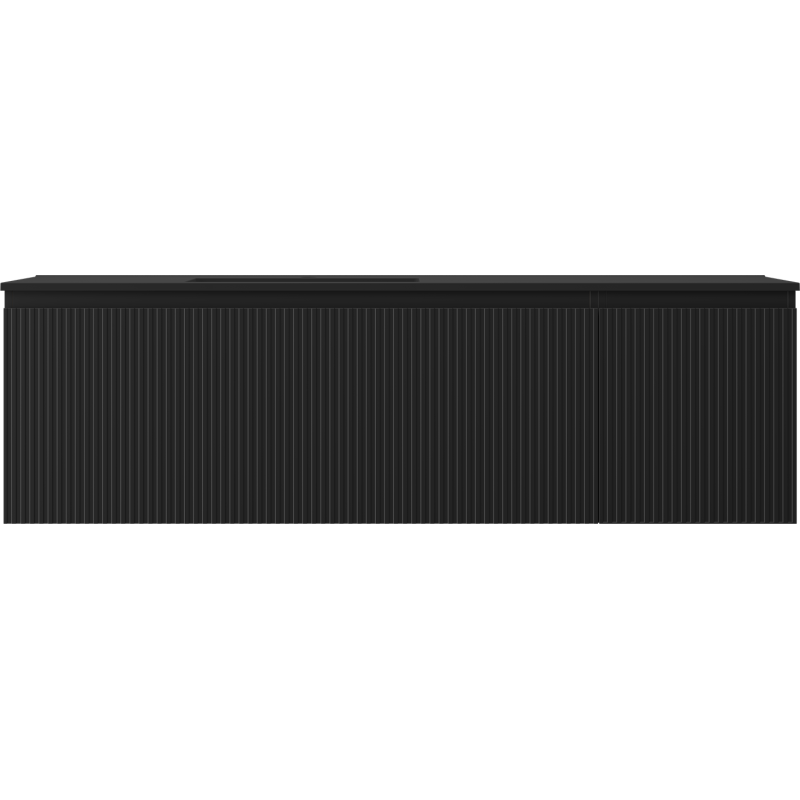 Mexen Rivel koupelnová skříňka 160 cm s umyvadlem Otis vlevo, 1S, 1D, drážkovaná, černá mat - 91A23-16047-3-BBFF71-W18L71