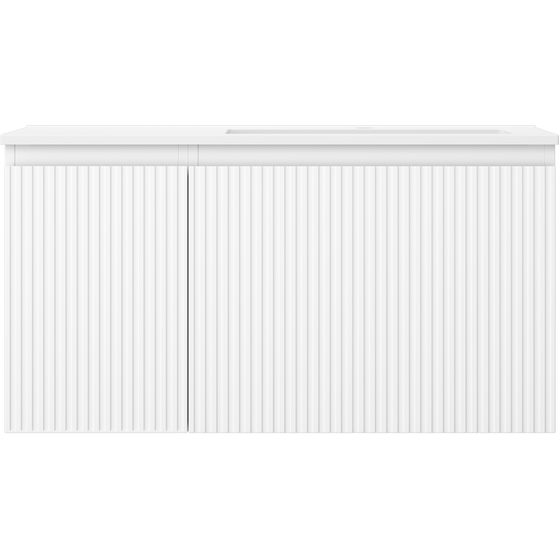 Mexen Rivel koupelnová skříňka 90 cm s umyvadlem Otis pravá, 1S, 1D, žebrovaná, bílá mat - 91A23-09047-3-BBFF01-W18P01