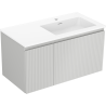Mexen Rivel koupelnová skříňka 90 cm s umyvadlem Otis pravá, 1S, 1D, žebrovaná, šedá mat/bílá mat - 91A23-09047-3-BBFF62-W18P01