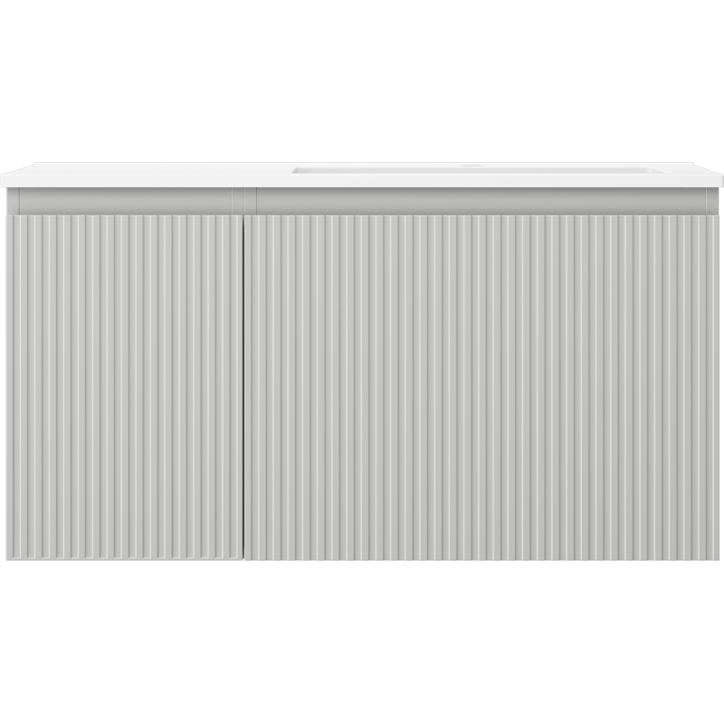 Mexen Rivel koupelnová skříňka 90 cm s umyvadlem Otis pravá, 1S, 1D, žebrovaná, šedá mat/bílá mat - 91A23-09047-3-BBFF62-W18P01