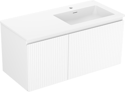 Mexen Rivel koupelnová skříňka 100 cm s umyvadlem Otis pravým, 1S, 1D, drážkovaná, bílá mat - 91A23-10047-3-BBFF01-W18P01