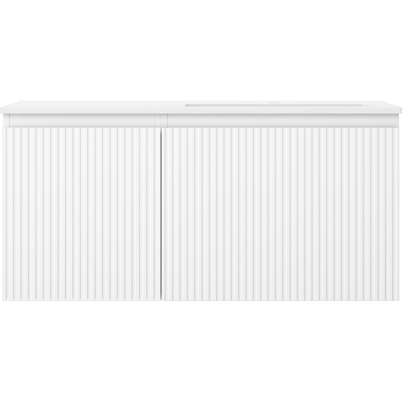 Mexen Rivel koupelnová skříňka 100 cm s umyvadlem Otis pravým, 1S, 1D, drážkovaná, bílá mat - 91A23-10047-3-BBFF01-W18P01