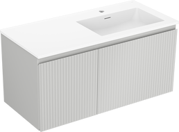 Mexen Rivel koupelnová skříňka 100 cm s umyvadlem Otis pravá, 1S, 1D, rýhovaná, šedá mat/bílá mat - 91A23-10047-3-BBFF62-W18P01